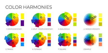 Color Harmonies with Colour Wheels and Swatchesのイラスト素材