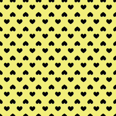 Black Heart Pattern Design on Yellow Backgroundのイラスト素材