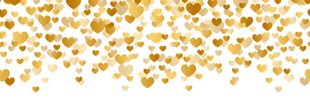 Gold Heart Repeat Banner Design on White Backgroundのイラスト素材