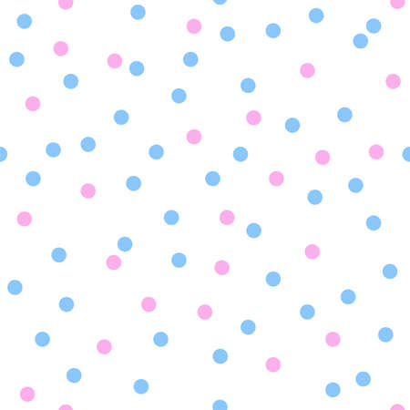 Pink and Blue Seamless Dot Repeat Pattern in White Background with Polkadotsのイラスト素材