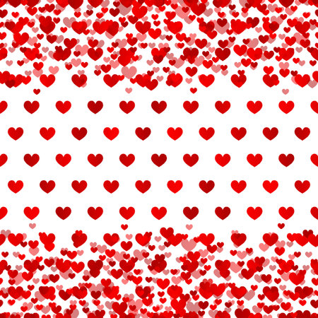Red Hearts on White Background Horizontal Pattern Design for Valentine's Dayのイラスト素材