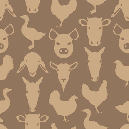 Brown Farm Animal Pattern Designのイラスト素材