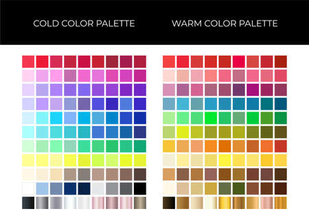 Cold and Warm Color Palette with Solid Colors and Metal Gradientsのイラスト素材