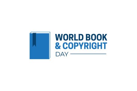 Blue World Book and Copyright Day Logo Icon Isolated on White Backgroundのイラスト素材