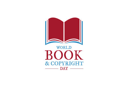 Red World Book and Copyright Day Logo Icon Isolated on White Backgroundのイラスト素材