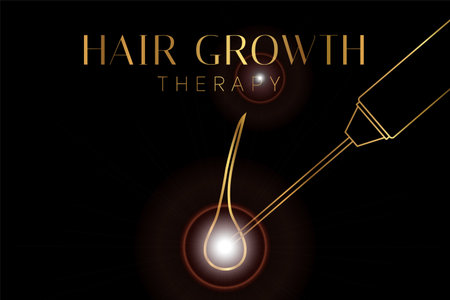 Hair Growth Therapy Black and Gold Elegant Illustrationの写真素材