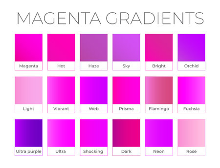 Magenta Pink Gradient Collection with Color Namesのイラスト素材
