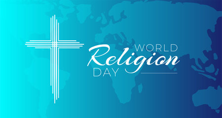World Religion Day  Background Illustration with Christian Crossのイラスト素材