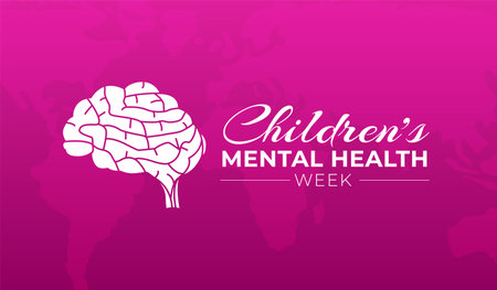 Pink Elegant Children's Mental Health Week Background Illustrationのイラスト素材