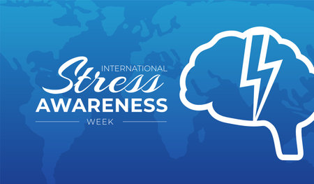 Blue International Stress Awareness Week Illustrationのイラスト素材