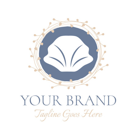 Blue Shell Logo Design. Vintage Style Iconのイラスト素材