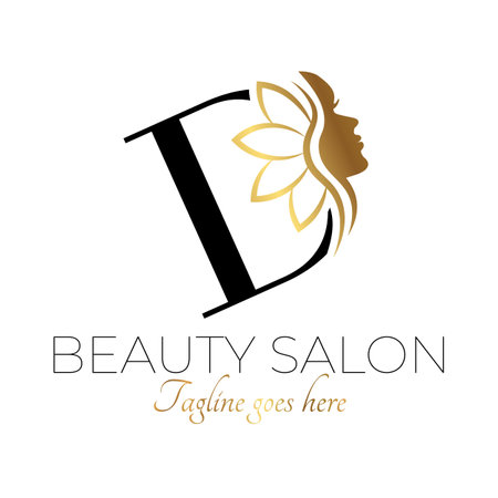 D Letter Initial Beauty Brand Logo Design in Black and Goldのイラスト素材