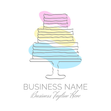 Abstract Pink and Yellow Cake Geometric Logo Designのイラスト素材