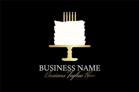 Logo Design with a Cake in Black, gold, white Colorsのイラスト素材