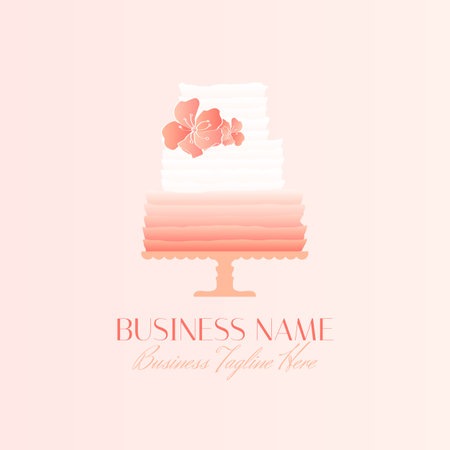 Cake Bakery Logo in Elegant Style in Peach Colorのイラスト素材