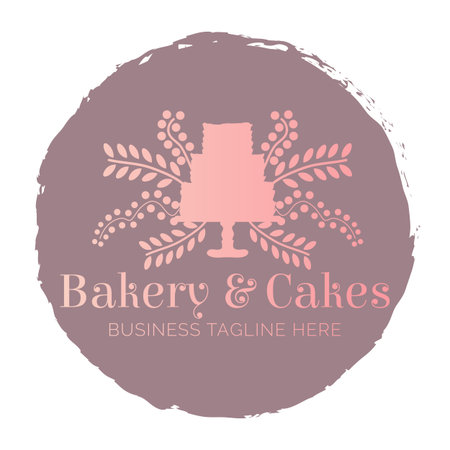 Pink Bakery and Cakes Nice Round Badge Logo Design