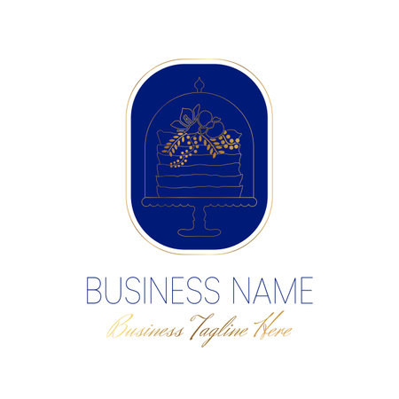 Blue Gold Cake and Bakery Logo Designのイラスト素材