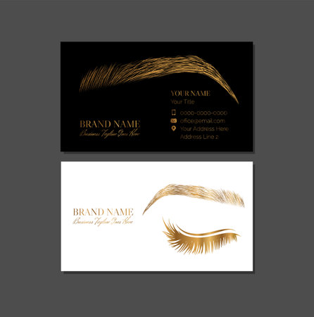 Elegant Eyebrow Artist Mua Business Card Design Template with Brows Logoのイラスト素材