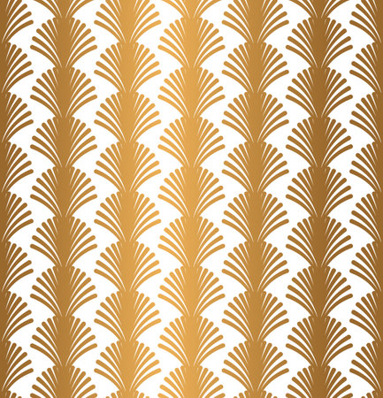 Gold Geometric Art Deco Pattern Design on White Backgroundのイラスト素材