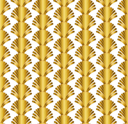 Gold Art Deco Seamless Repeat Pattern on White Backgroundのイラスト素材