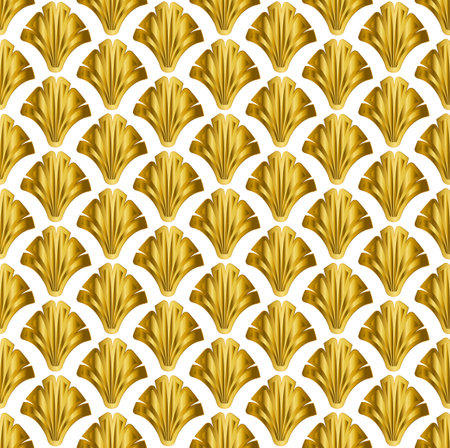 Gold Art Deco Seamless Repeat Pattern on White Backgroundのイラスト素材