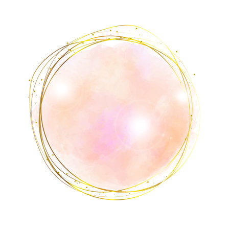 Peach Feminine Brush Circle Sparkle Logo Template Vectorの写真素材