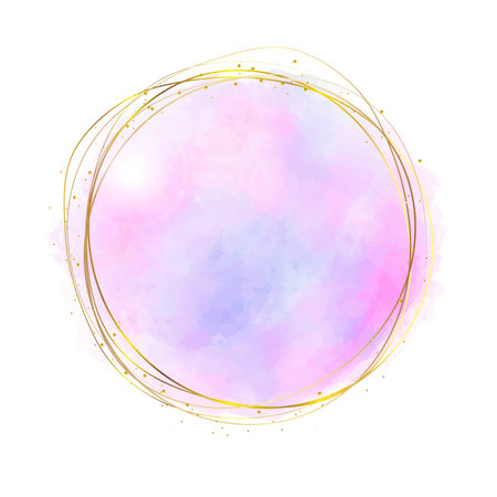 Pink Purple Feminine Brush Circle Logo Template Vectorの写真素材