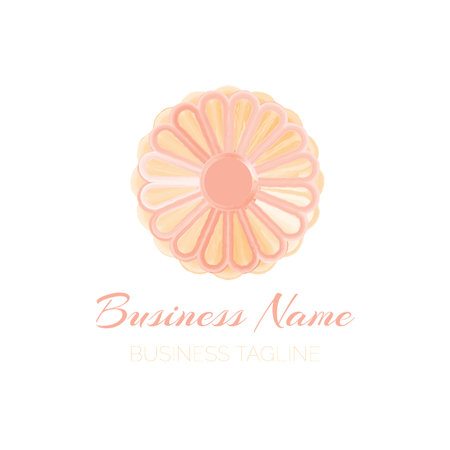 Peach Orange Daisy Flower Watercolor Logoの写真素材