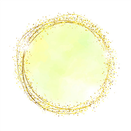 Yellow Gold Feminine Brush Circle Sparkle Logo Template Vectorの写真素材