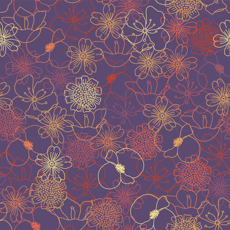 Colorful Purple Floral Pattern Backgroundの写真素材