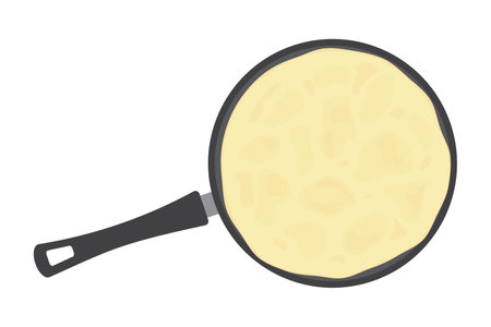 Pan with Taco, Tortilla or Pancake, Crepe Isolated Illustrationのイラスト素材