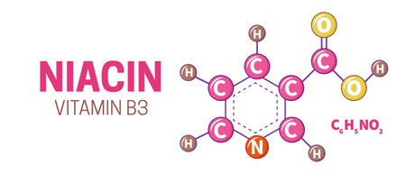 Vitamin B3 Niacin Molecule Illustrationのイラスト素材