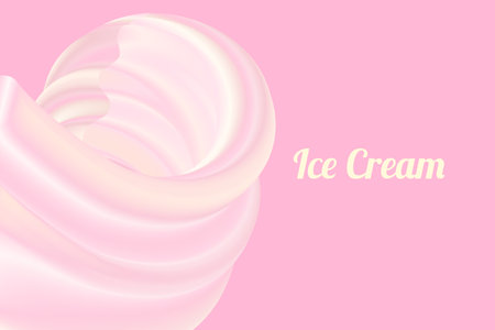 Ice Cream Abstract Cream Wave 3D Pink Illustrationのイラスト素材