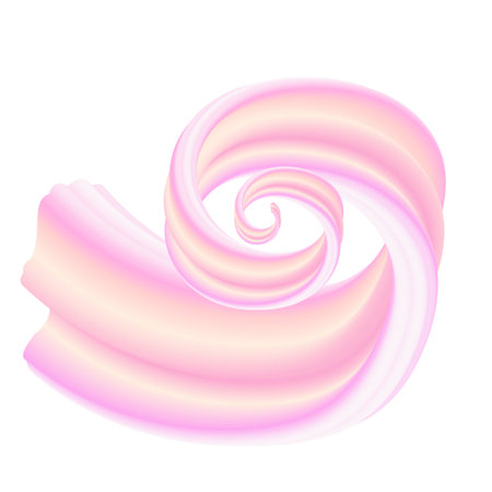 Strawberry and Vanilla Ice Cream Bubble Gum or Cream Candy Abstract Wave 3D Isolated Splash Illustrationのイラスト素材