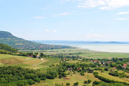 Lake Balaton and Balaton Uplands Aerial View, Hungaryの写真素材