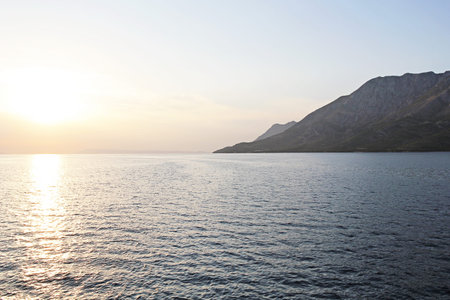 Croatian Coast Sunset and Makarska Riviera Landscape, Croatia