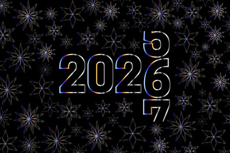 2026 Happy New Year Irridescent Background Illustration Bannerのイラスト素材