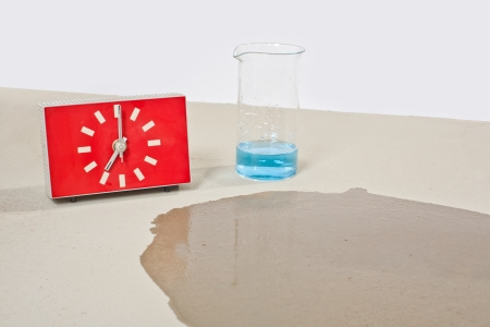 humidity test of concrete with waterの写真素材