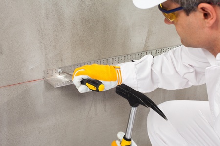 Worker fixing a lathの写真素材