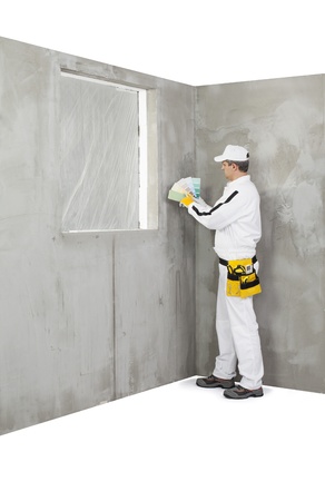 Worker holding a colour samples paletteの写真素材