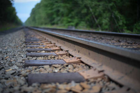 train tracks disappearing in the distanceの写真素材