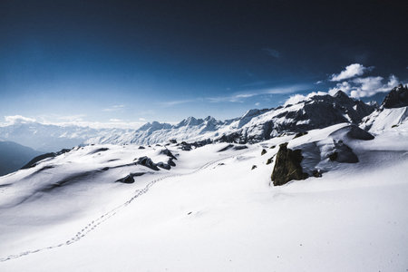 A sunny day on snowshoes in the Swiss Alps