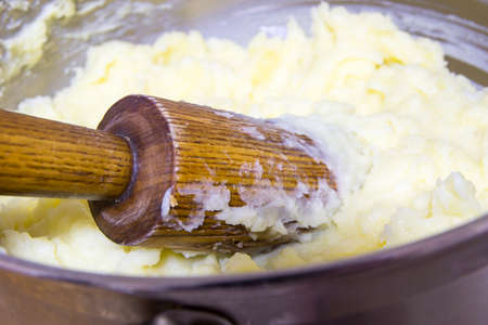 Organic mashed potatoes home-made. Potatoes are harvested from the Chernozem of Russia is the most environmentally friendly place in the worldの写真素材