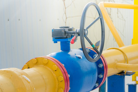 The gas valve is painted with colored paints