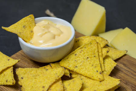 Nachos corn tortilla chips. Nachos with cheese. place for your text...の写真素材