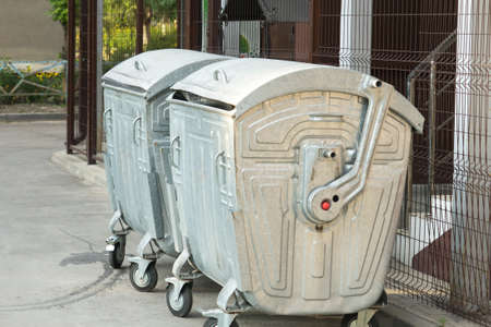 Photo street trash cans. Place for your text.の写真素材
