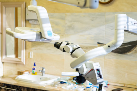 dental microscope. equipment for quality dental treatment. dental microscope. equipment for quality dental treatment.の写真素材