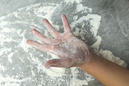 Hands in flour. Homemade cake. Cooking in the kitchen. Hands in flour. Homemade cake. Cooking in the kitchen.の写真素材