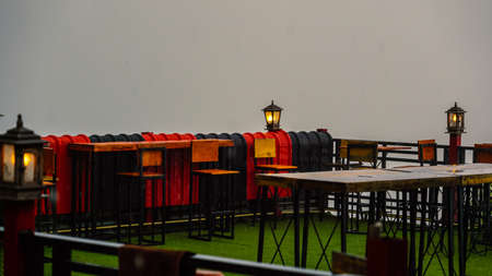 Cafe terrace with beautiful at Takmoh Coffee Khao Kho.  Phetchabun, Thailand.の写真素材