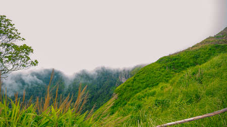 The morning misty mountains at Pha Hua Sing, Mountain view from the top. Phetchabun, Thailand, Asia.の写真素材
